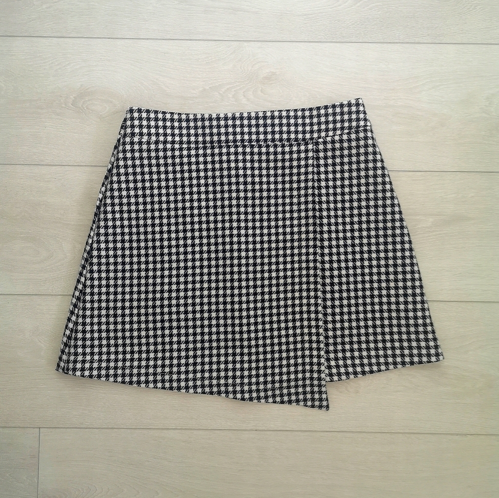 A Line, Asymmetrical, Houndstooth Skirt